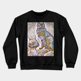 A Cat and An Owl Mosaic Mash-Up Crewneck Sweatshirt